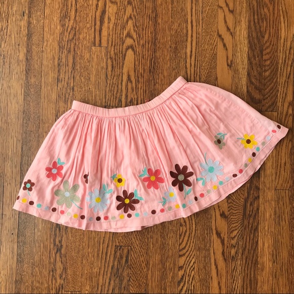 Mini Boden Pink Floral Embroidered Cotton Skirt - Picture 2 of 6